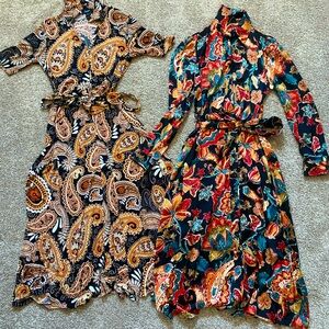 A pair of beautiful fall dresses.  Both small.
